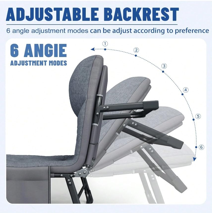 Portable Folding Camping Cot with Pillow Adjustable Backrest Z936668