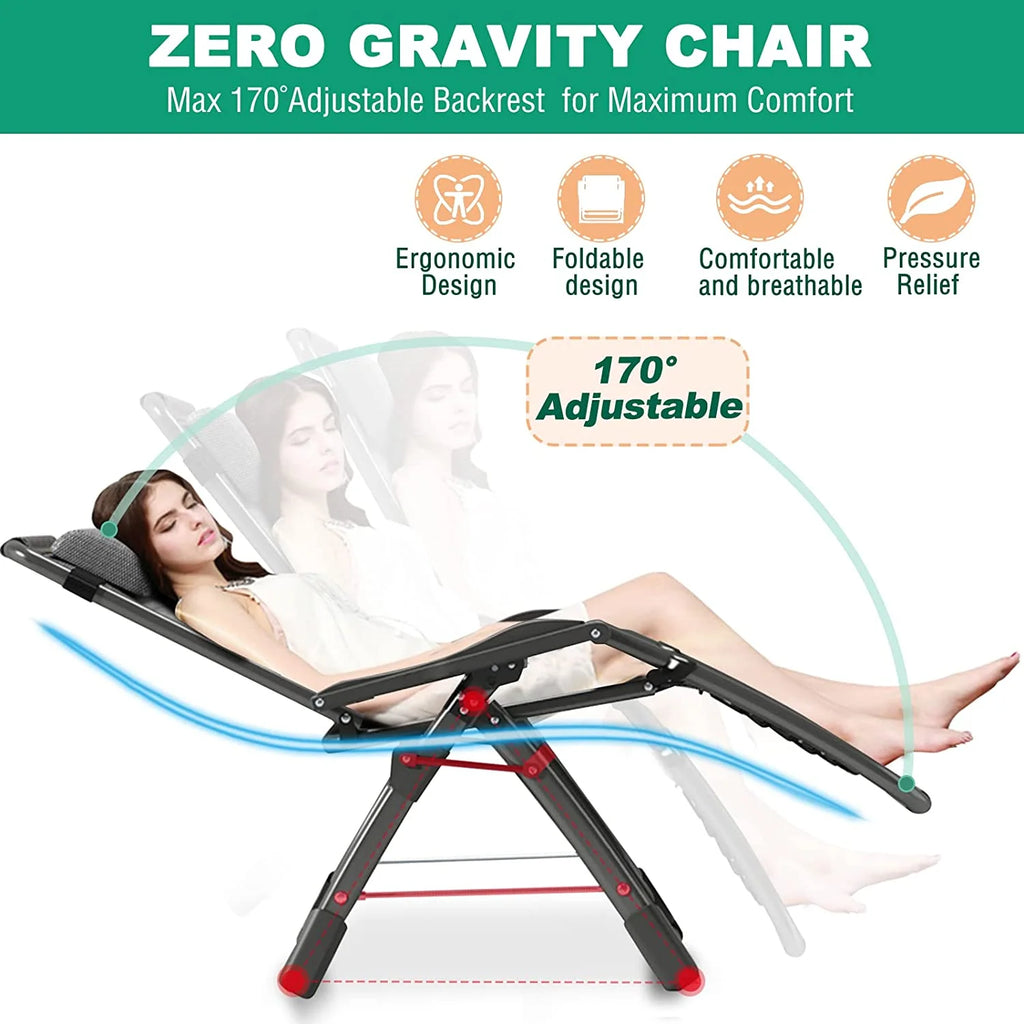 Zero Gravity Folding Recliner Chair with Detachable Headrest and Cup Holder E526581