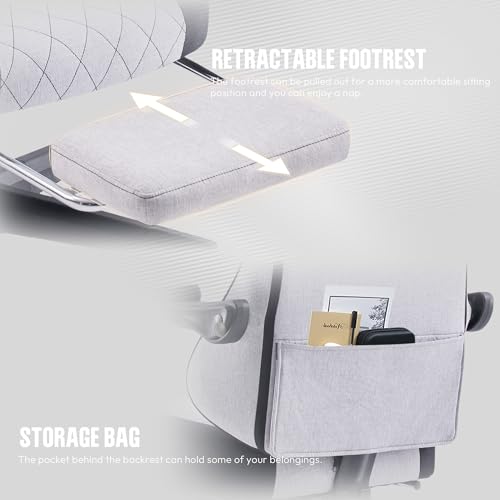 Beige Fabric Ergonomic Gaming Chair with Footrest X497087