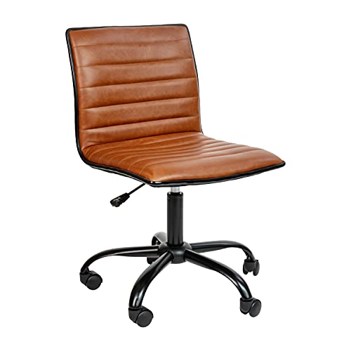 White Ribbed Upholstered Vinyl Swivel Desk Chair U678