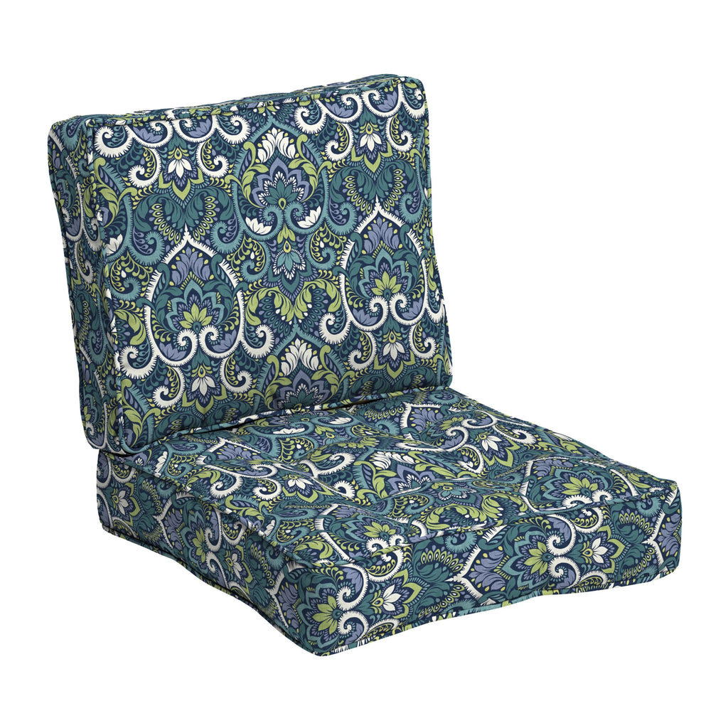 PolyFill Outdoor Deep Seating Cushion Set, 24 x 24, Water Repellant, Fade Resistant, Tufted Deep Seat Bottom and Back Cushion X940