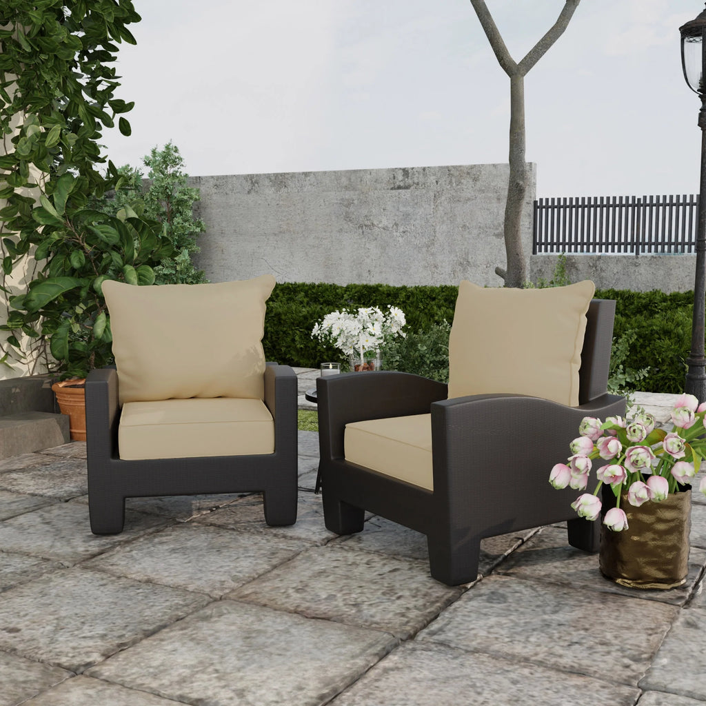 Antique Beige Square Outdoor Deep Seating Cushion and Back Cushion 2-Piece Set Y2320