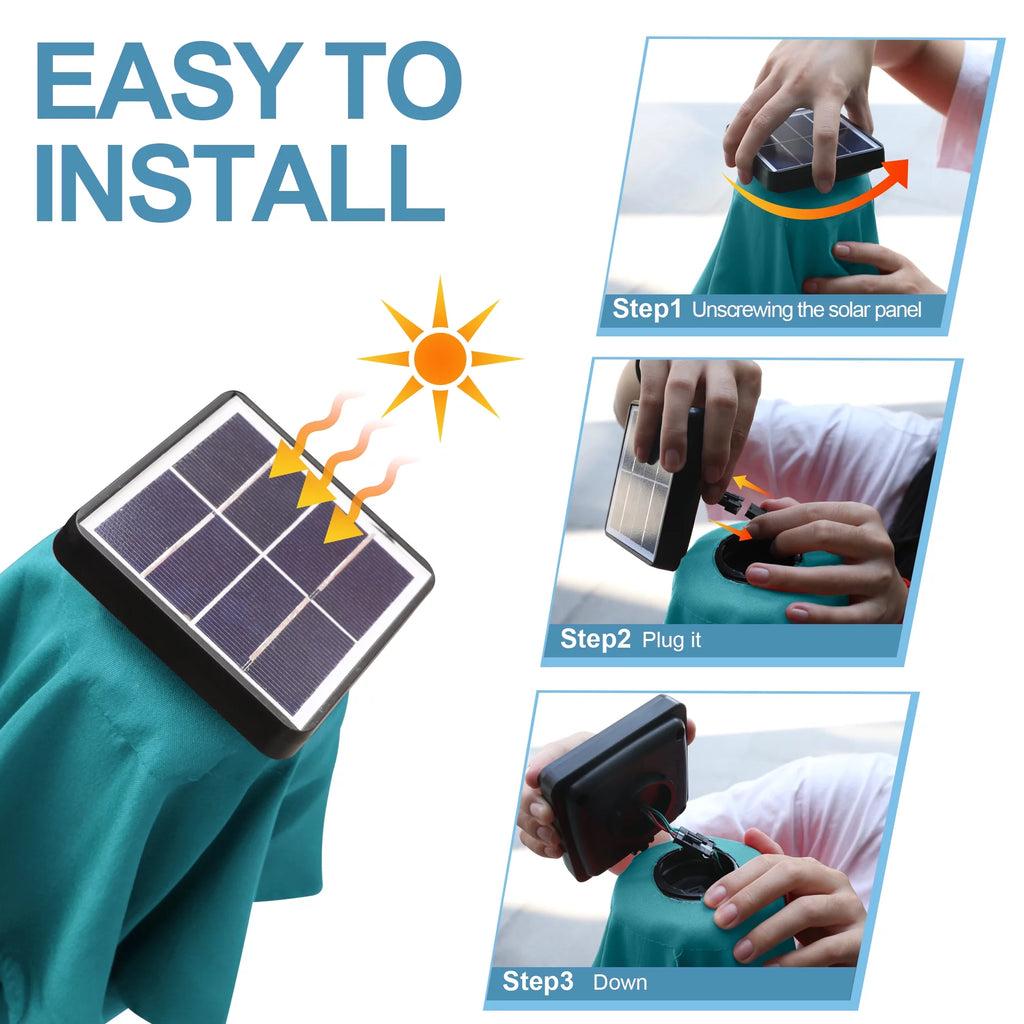 10.5ft Solar LED Patio Umbrella with Tilt and Crank T821