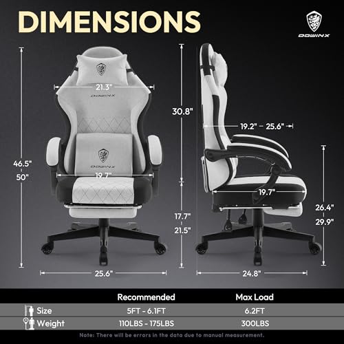 Beige Fabric Ergonomic Gaming Chair with Footrest X497087