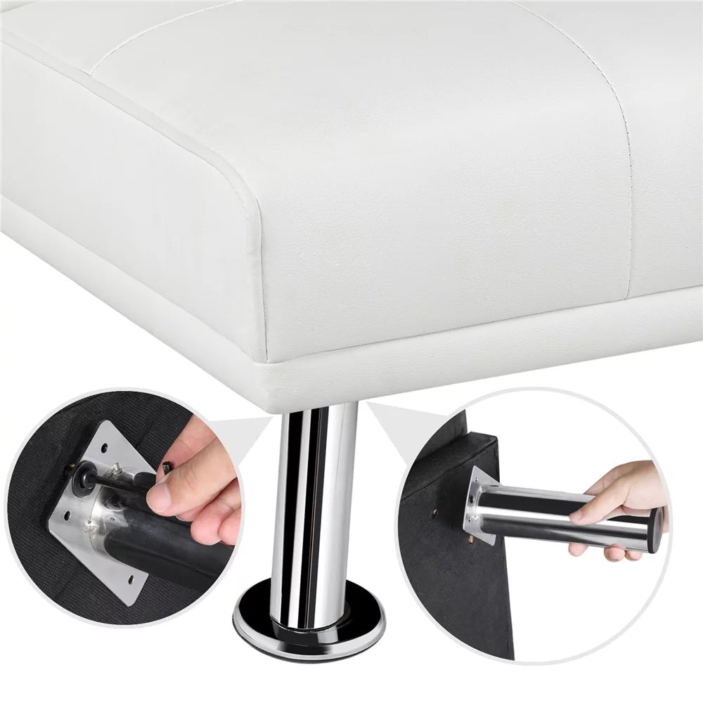 White Faux Leather Futon with Cupholders and Pillows Q420776