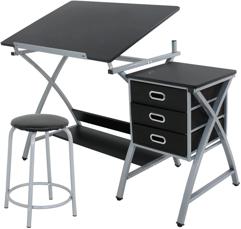 Height Adjustable Art Desk with 3 Storage Drawers S721