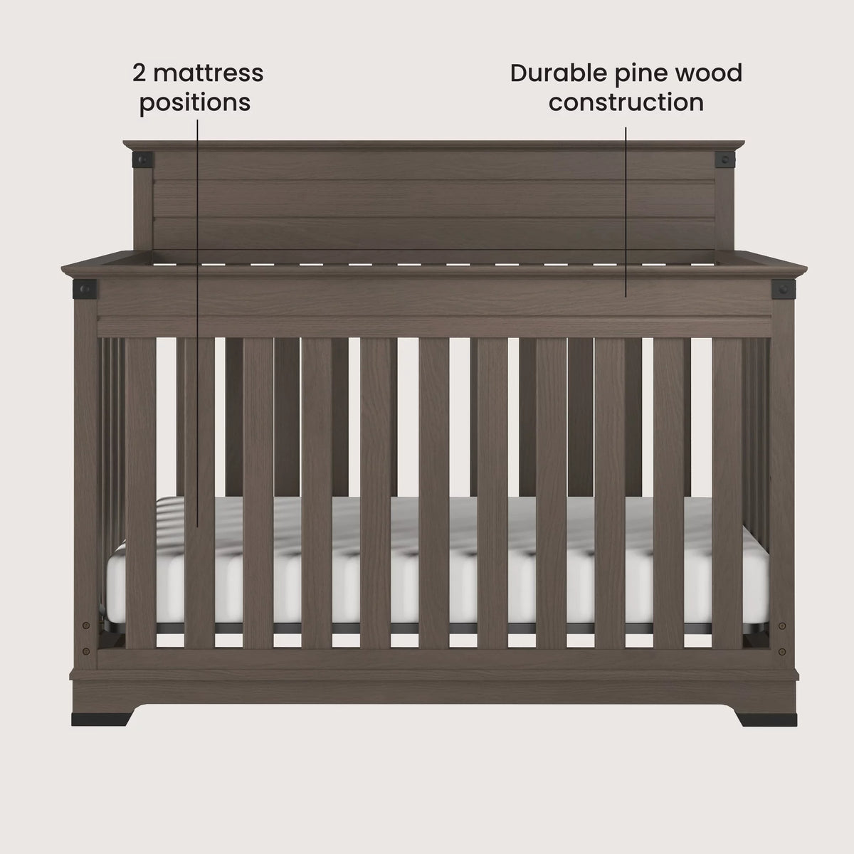 Gray 4-in-1 Convertible Crib Y8560