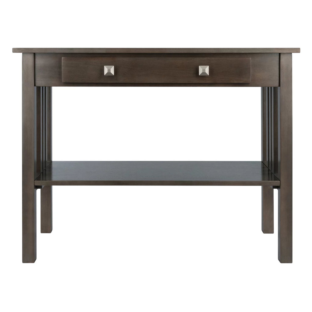 40" Oyster Gray and Silver Contemporary Solid Console Table V4808