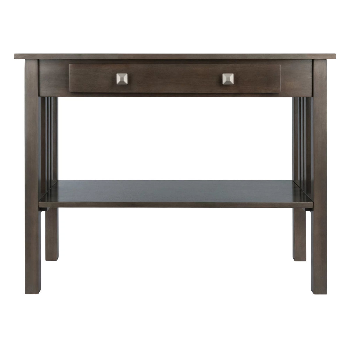 40" Oyster Gray and Silver Contemporary Solid Console Table V4808