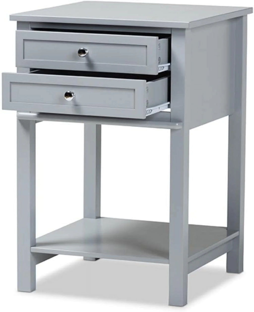 Light Grey 2-Drawer Wood End Table P4276
