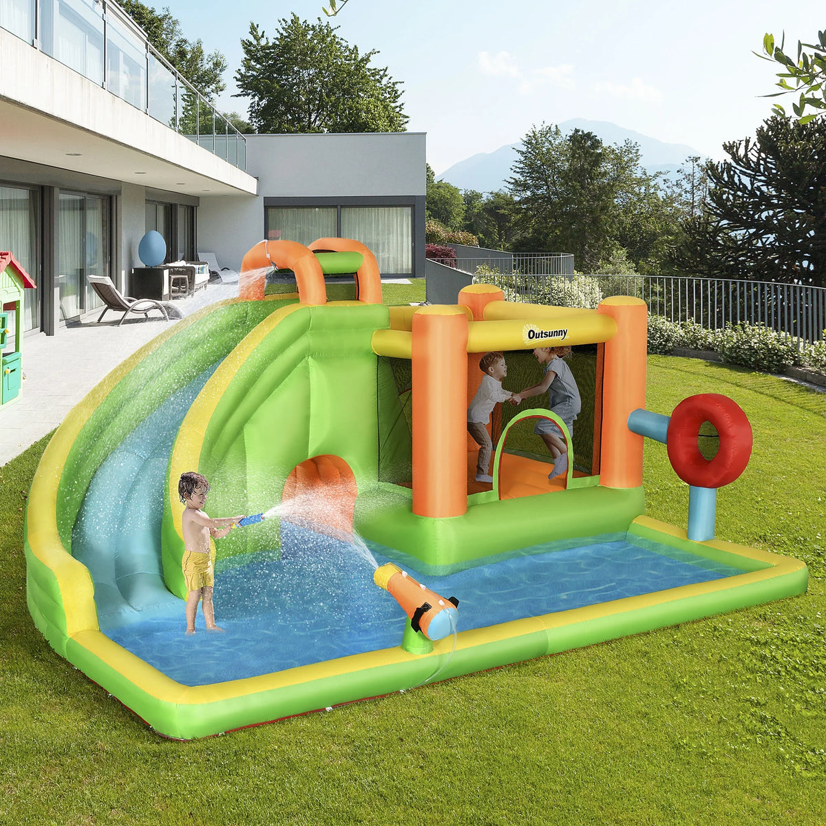 7-in-1 Inflatable Water Slide Bounce House with Carry Bag N1803