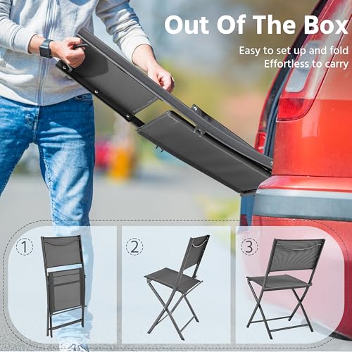 Black Set of 4 Metal Folding Dining Chairs Q1821