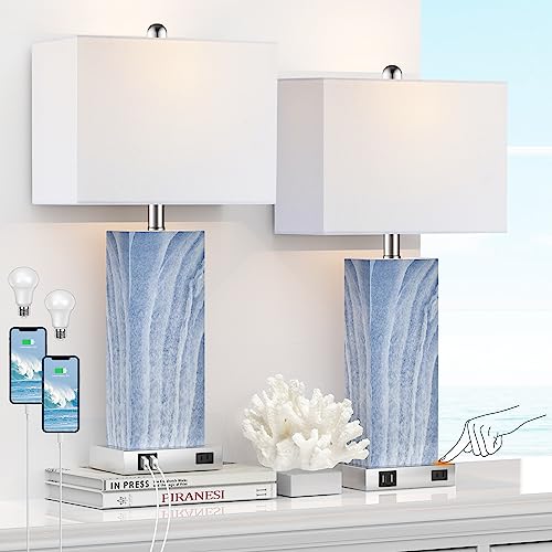 Touch Control Table Lamps Set of 2 with USB Ports and AC Outlet J20834