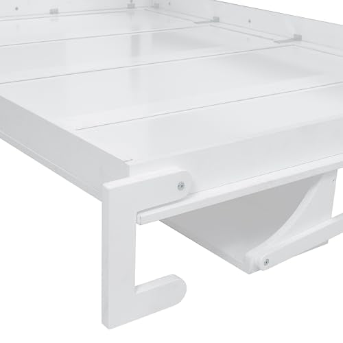 Queen Size Murphy Bed with Desk and Storage Drawers White Y389112