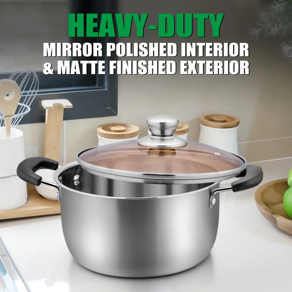 6 Quart Stainless Steel Stock Pot with Glass Lid V9980
