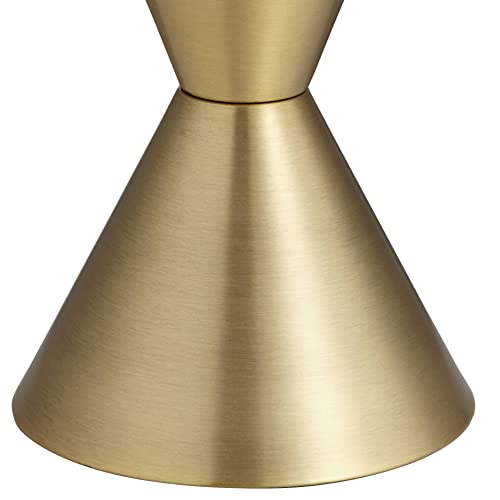 28" Tall Brass Metal Table Lamp with White Drum Shade E3019