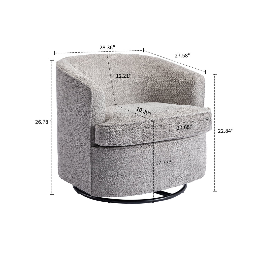Gray Chenille Swivel Barrel Chair with Metal Base K698353