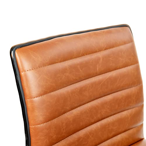 White Ribbed Upholstered Vinyl Swivel Desk Chair U678