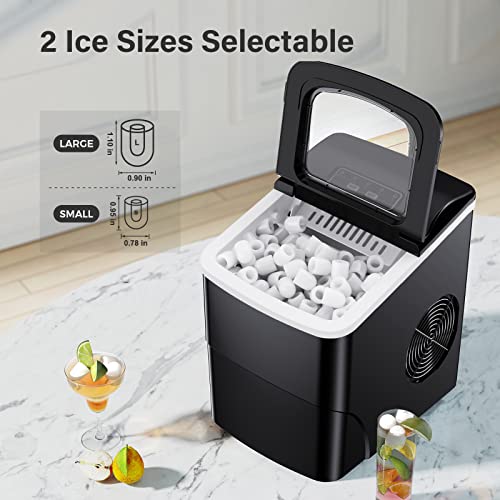 Countertop Ice Maker Machine, 26Lbs/24H Self-Cleaning, 9 Cubes in 6mins, Black M45608