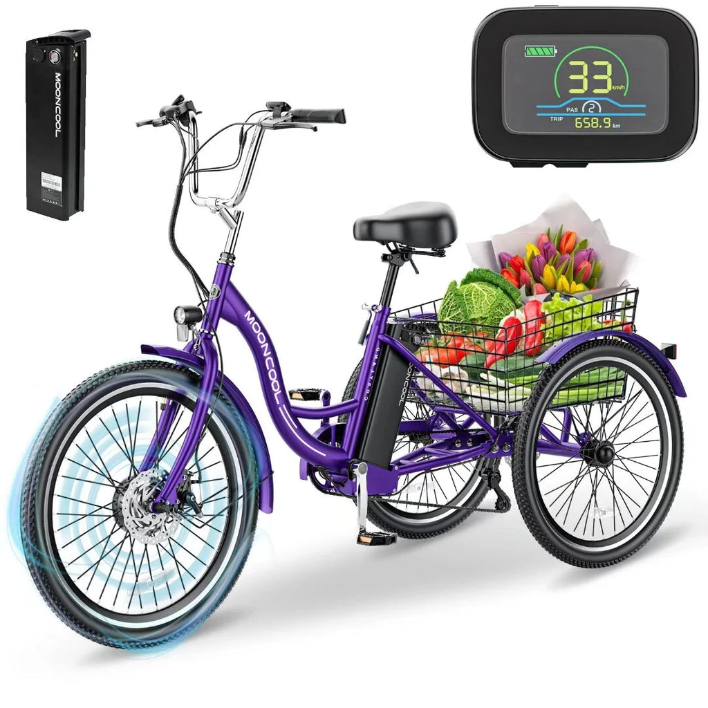 24'' 500W 7-Speed Electric Tricycle with Removable Battery I9547