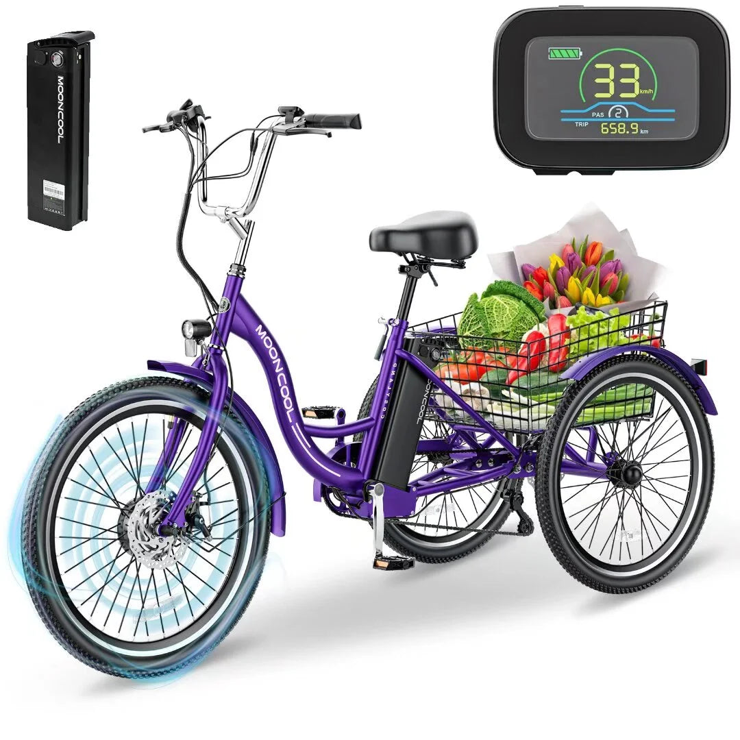 24'' 500W 7-Speed Electric Tricycle with Removable Battery I9547