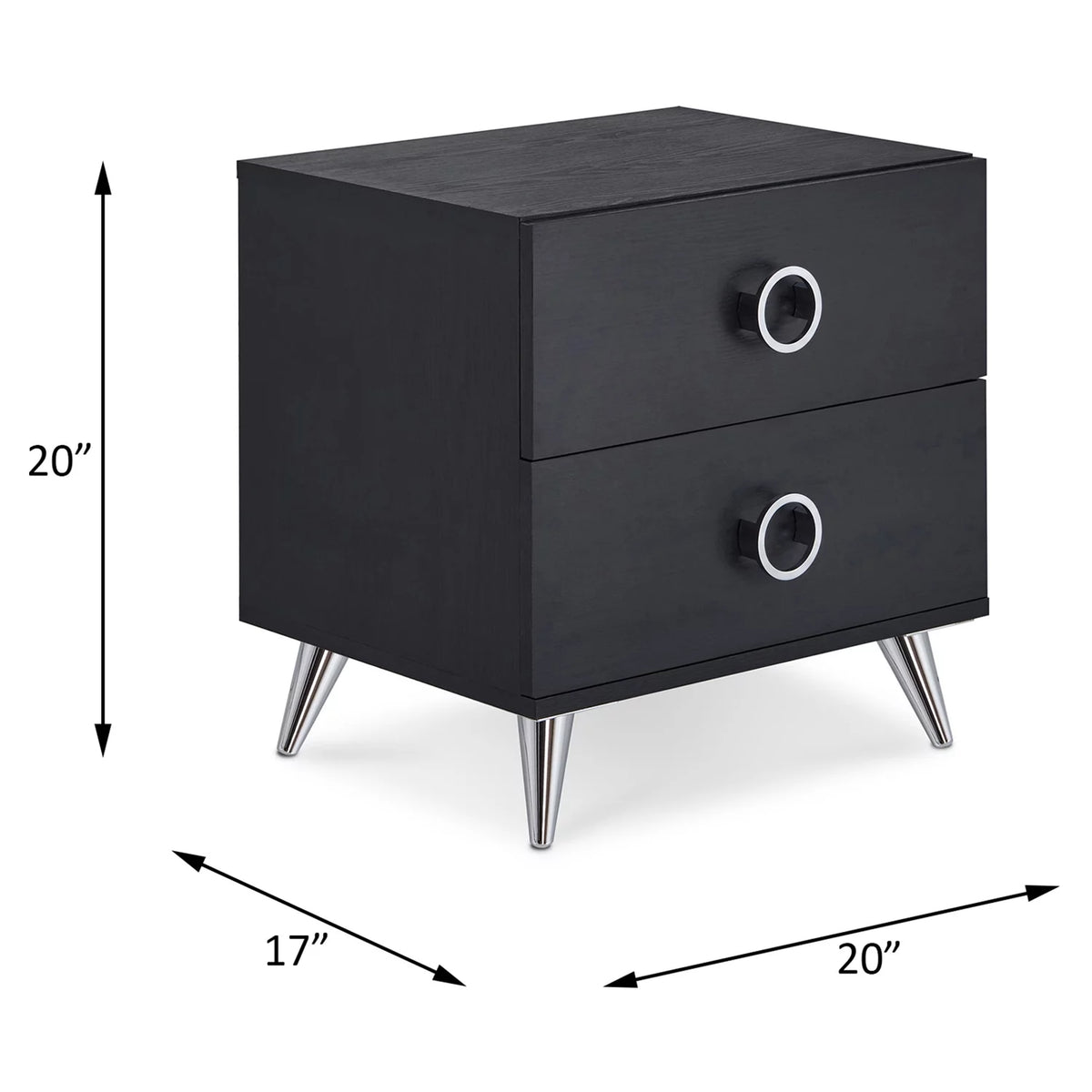 Black Accent Table with 2 Drawers B62804