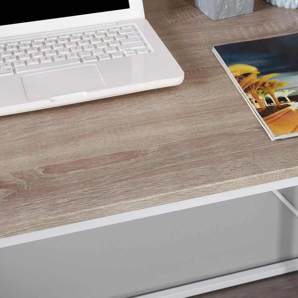 47.2 Inch Light Brown and White Computer Desk with Metal Frame W846