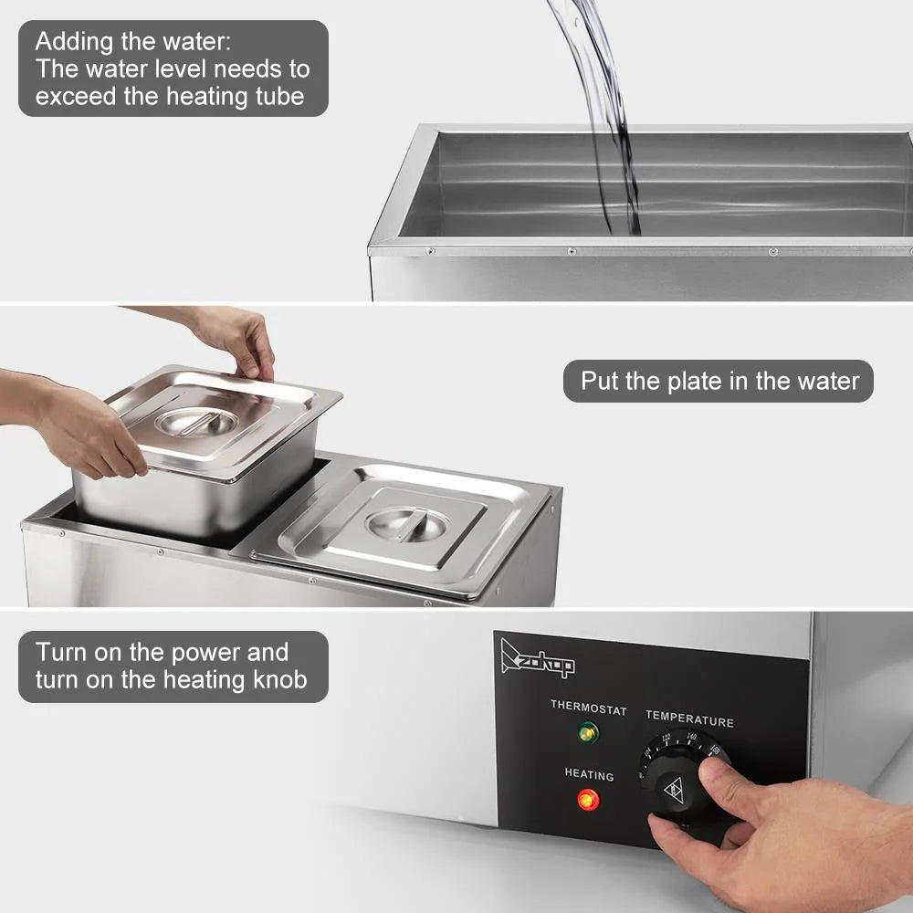 600W 2-Pan Stainless Steel Food Warmer F90252