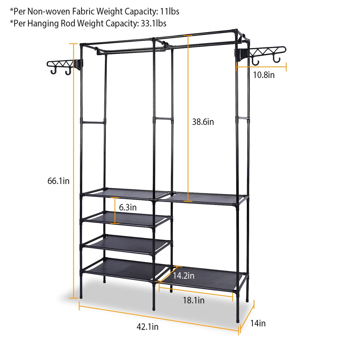 Heavy Duty Freestanding Clothing Rack Black P66525