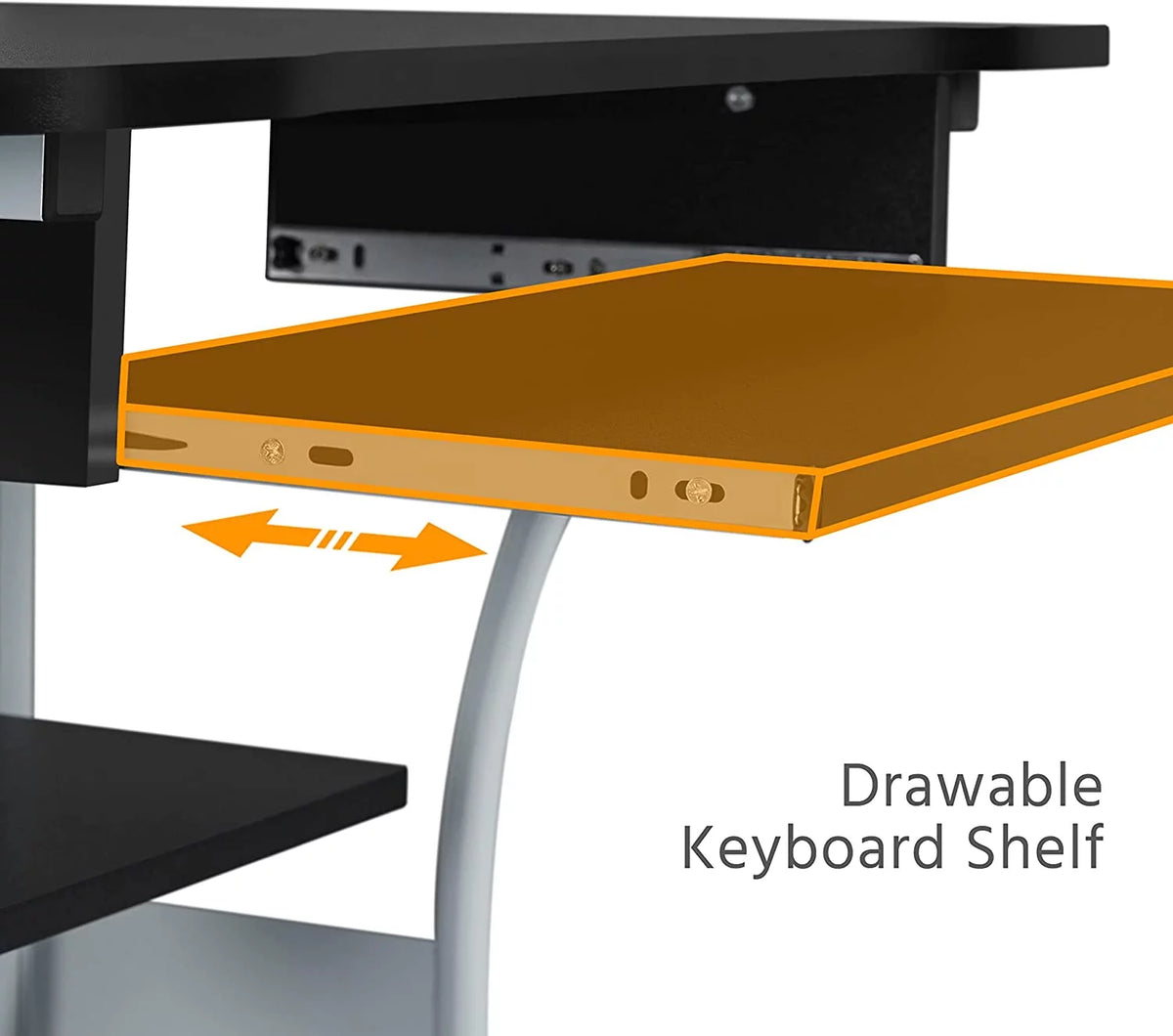 Black 2 Tier Mobile Computer Desk with Printer Shelf Q94175
