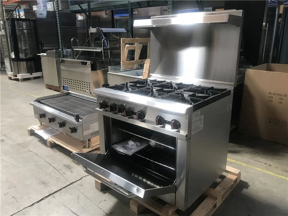 36" 6 Burners Commercial Range & Oven Stainless Steel 211000 BTU A99809