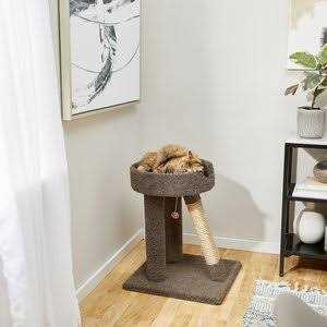 24-in Real Carpet Cat Scratching Perch with Toy Q7011