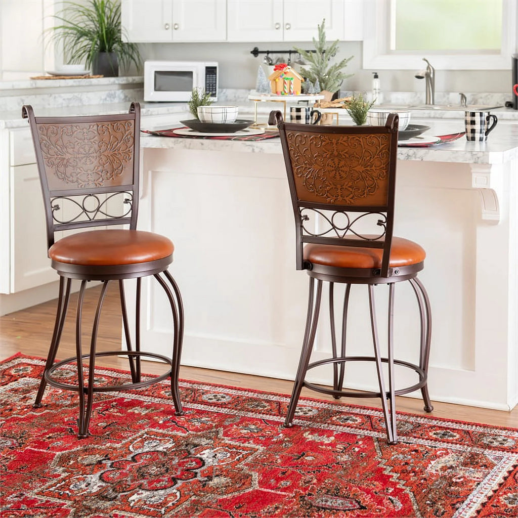24" Metal Stamped Back Swivel Counter Stool Q26499