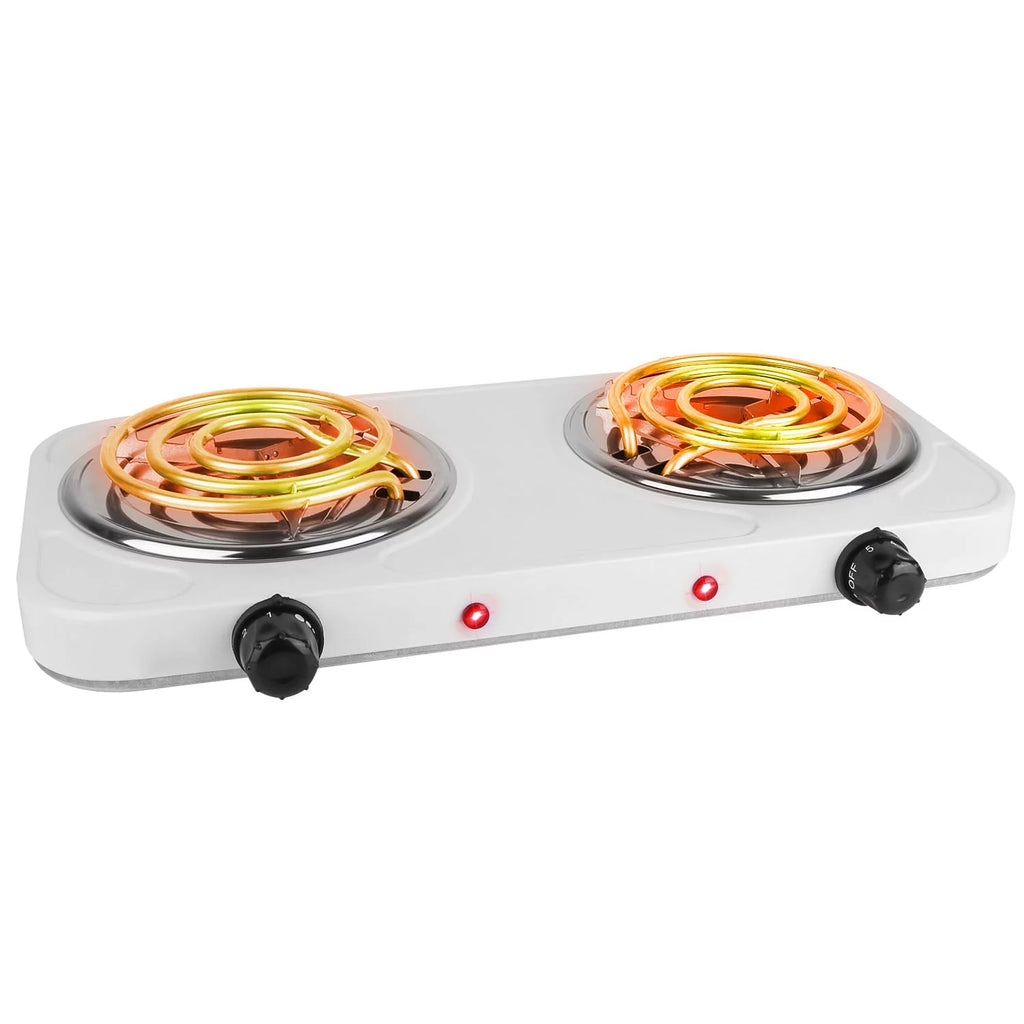 2000W Portable Electric Double Burner White H748626