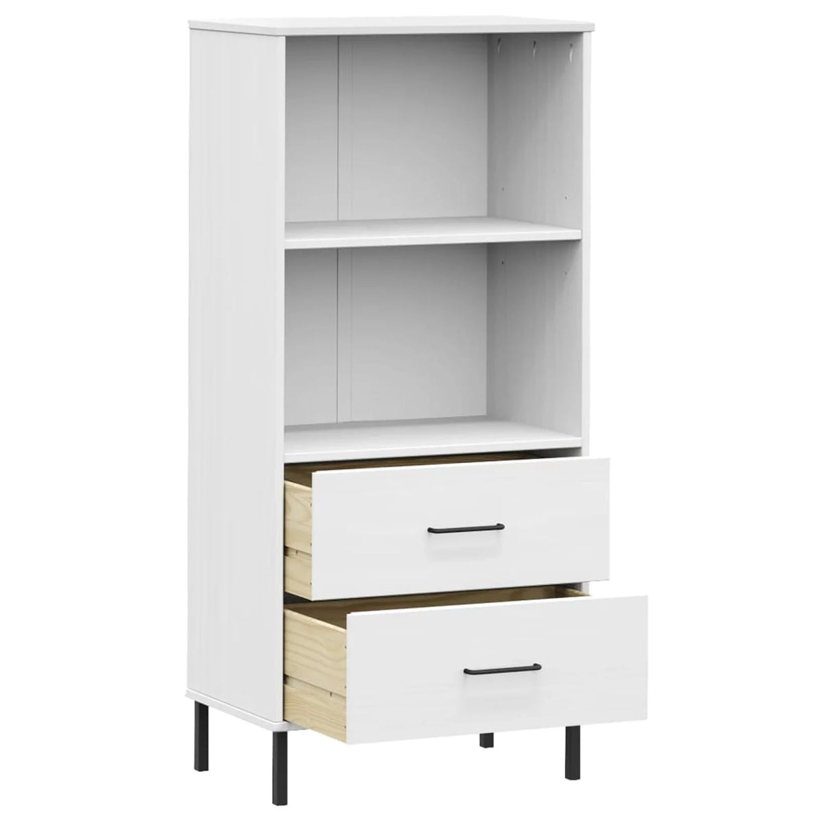 Pine Wood Bookcase with 2 Storage Drawers P55649