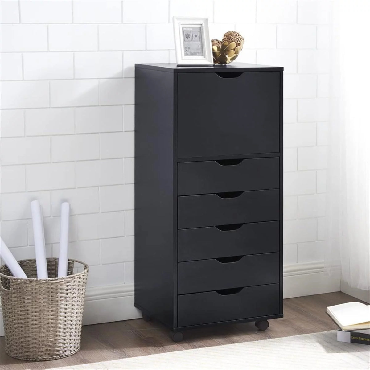 Black 6 Drawer Makeup Storage Cabinet F848476