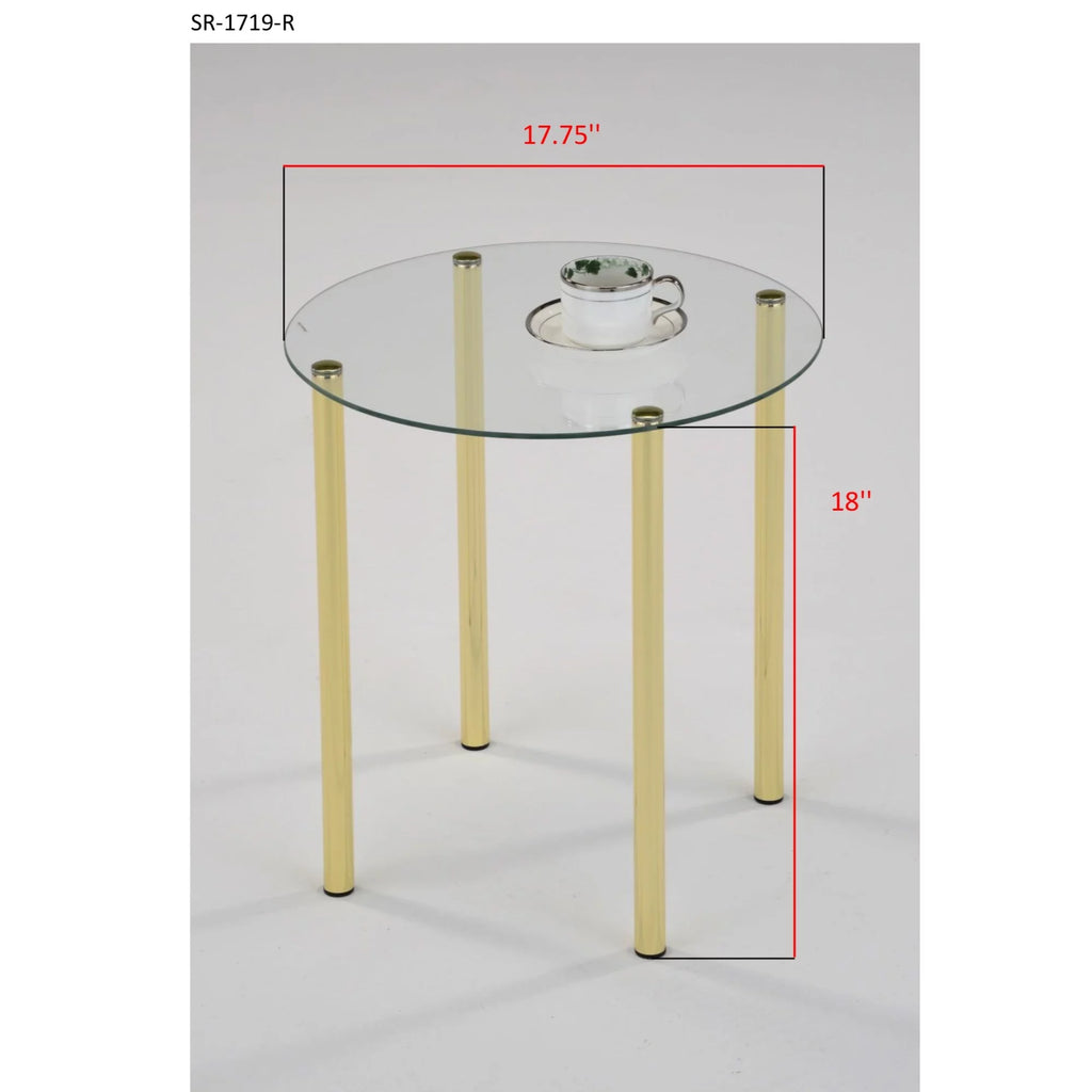 Round Side End Accent Table Gold Metal Glass X808