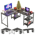 86.6 inch L-Shaped Reversible Computer Desk with Shelves V969