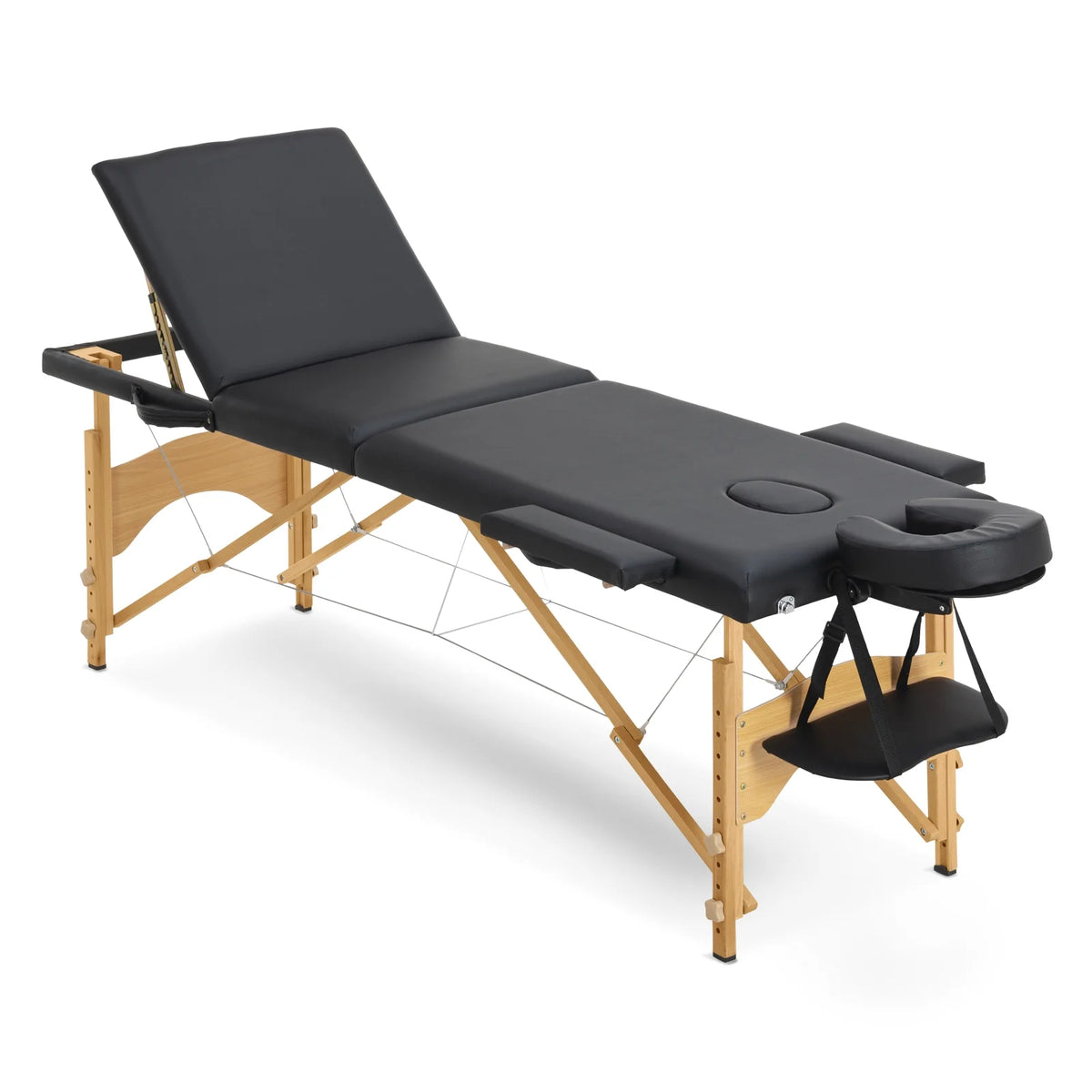 Portable 3 Folding Black Massage Table with Carry Case M7906