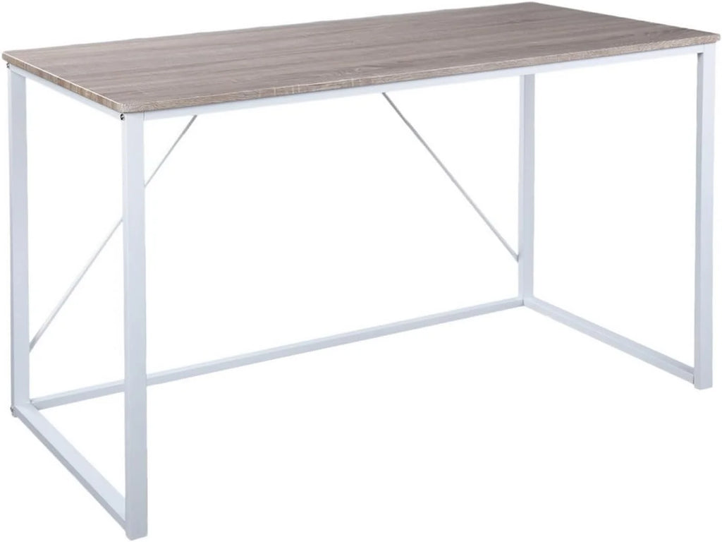 47.2 Inch Light Brown and White Computer Desk with Metal Frame W846
