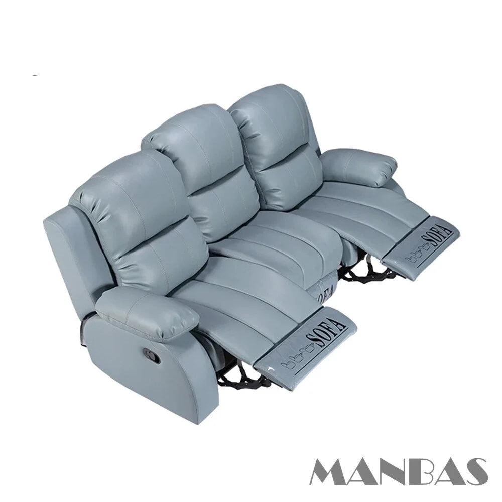 Manual Electric Recliner Sofa Genuine Leather Couch Q8522