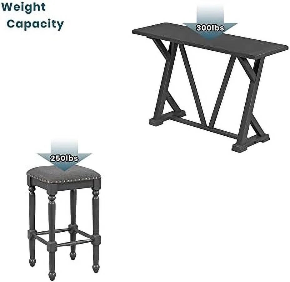 5-Piece Wood Console Table Set with 4 Stools L779