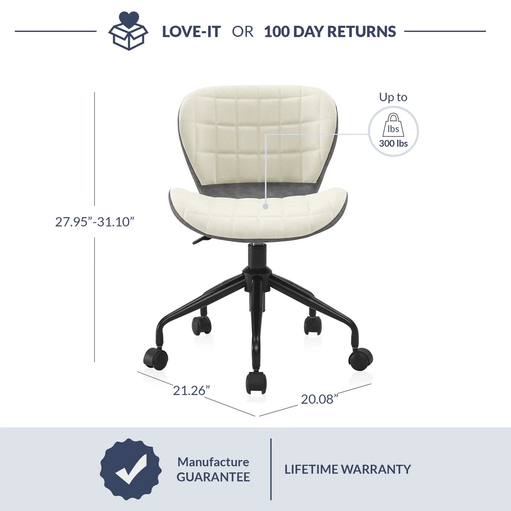 Upholstered Linen Desk Chair with Swivel Wheels H5743