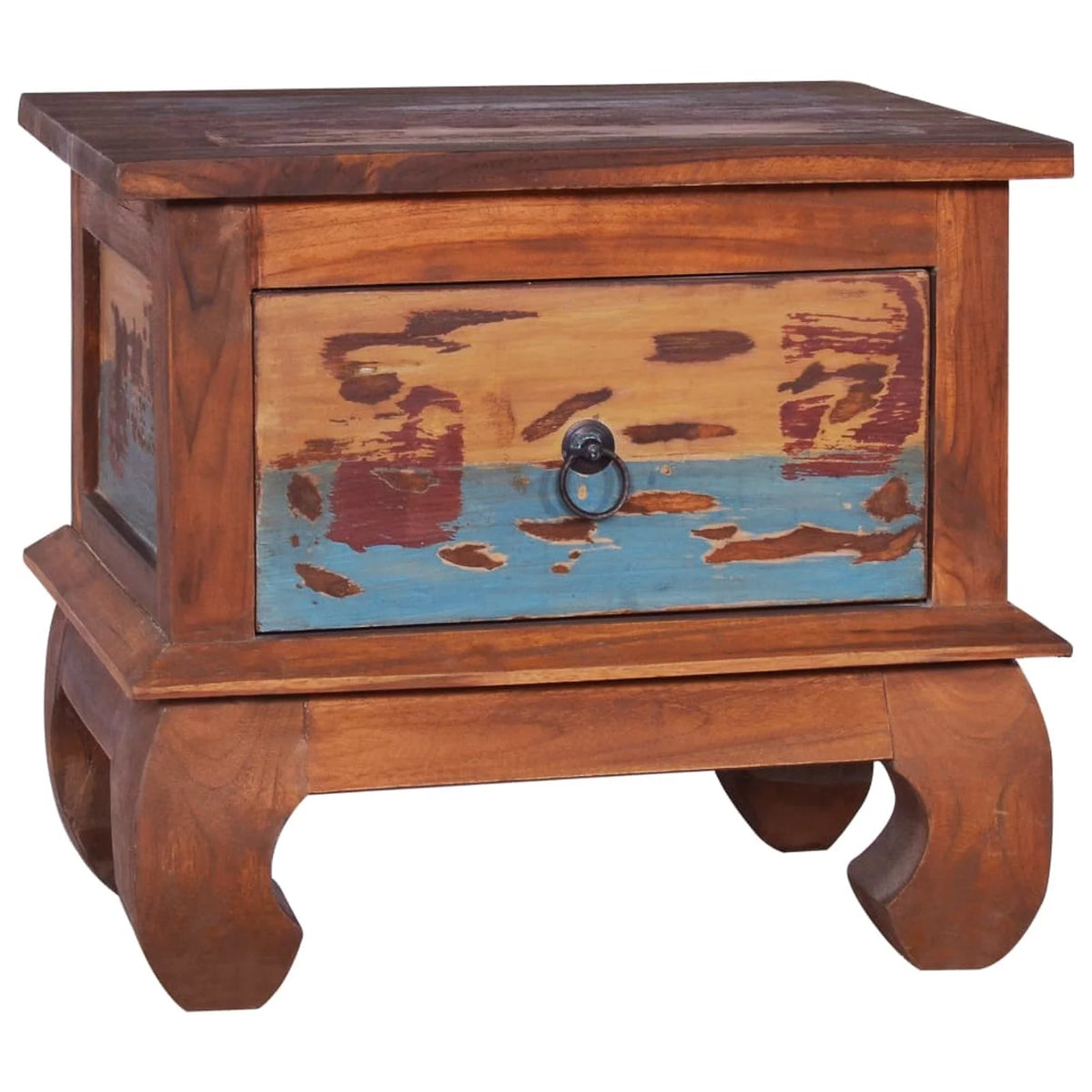 Reclaimed Teak Wood Bedside Cabinet with Storage Drawer K56723