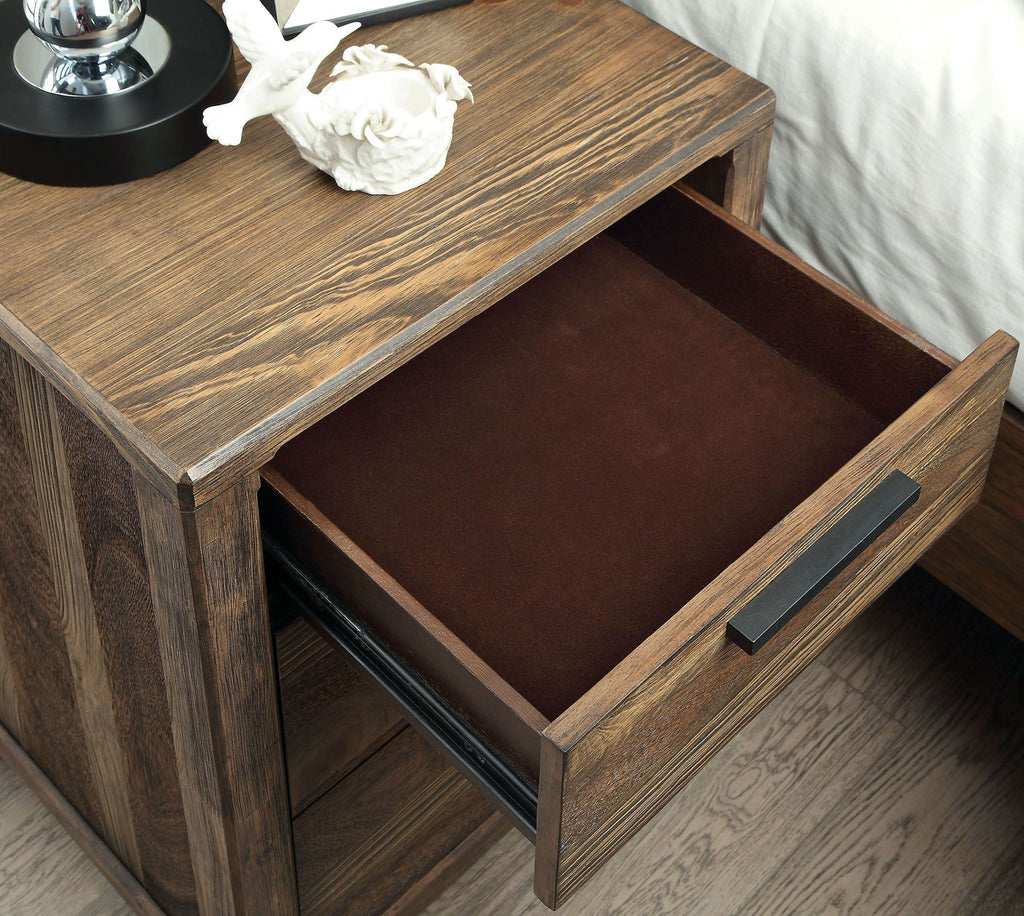 1pc Solid Wood Nightstand with Felt Lined Drawers U481