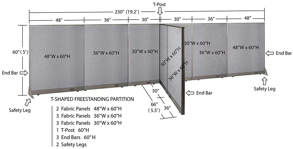 T-Shaped Freestanding Room Divider C5011