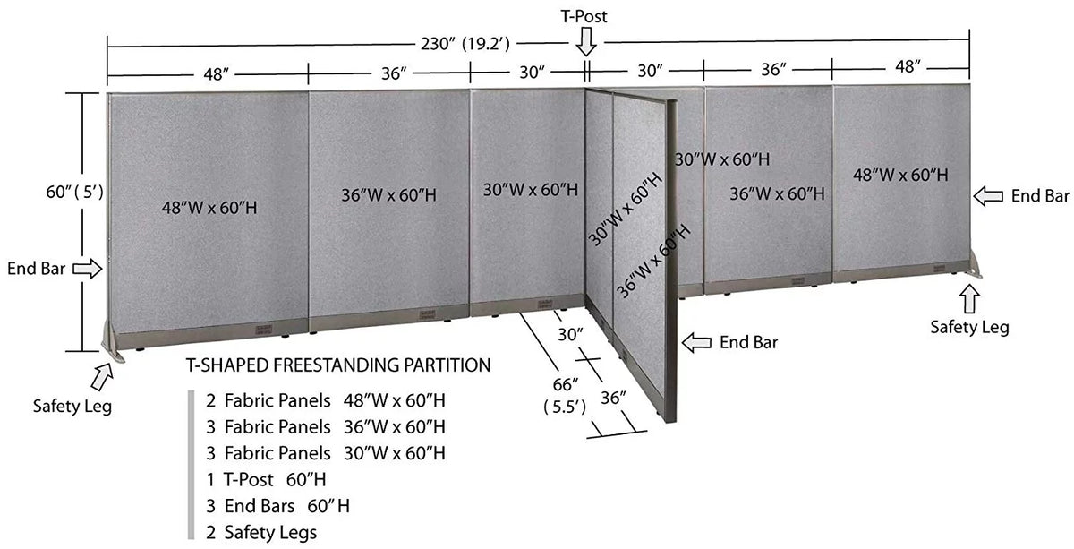 T-Shaped Freestanding Room Divider C5011