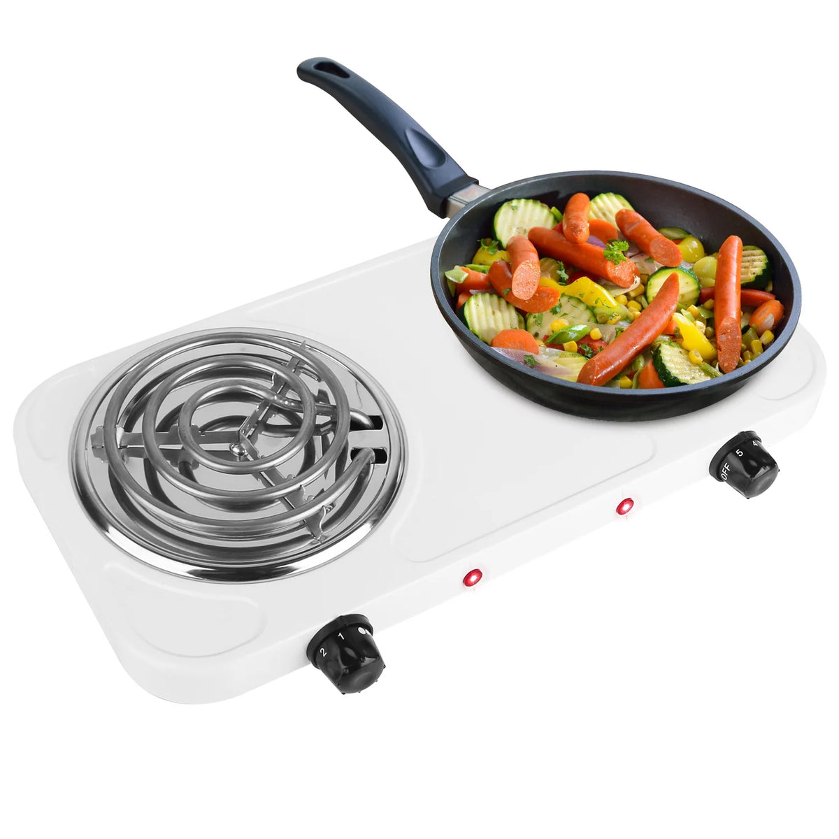 2000W Portable Electric Double Burner White H748626