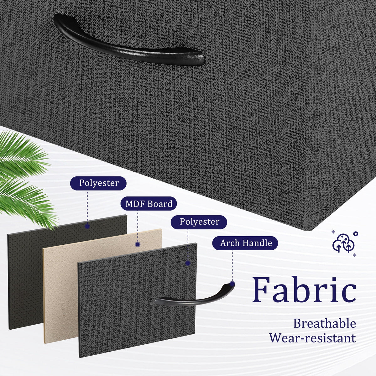 Black Dresser TV Stand with Fabric Drawers T527