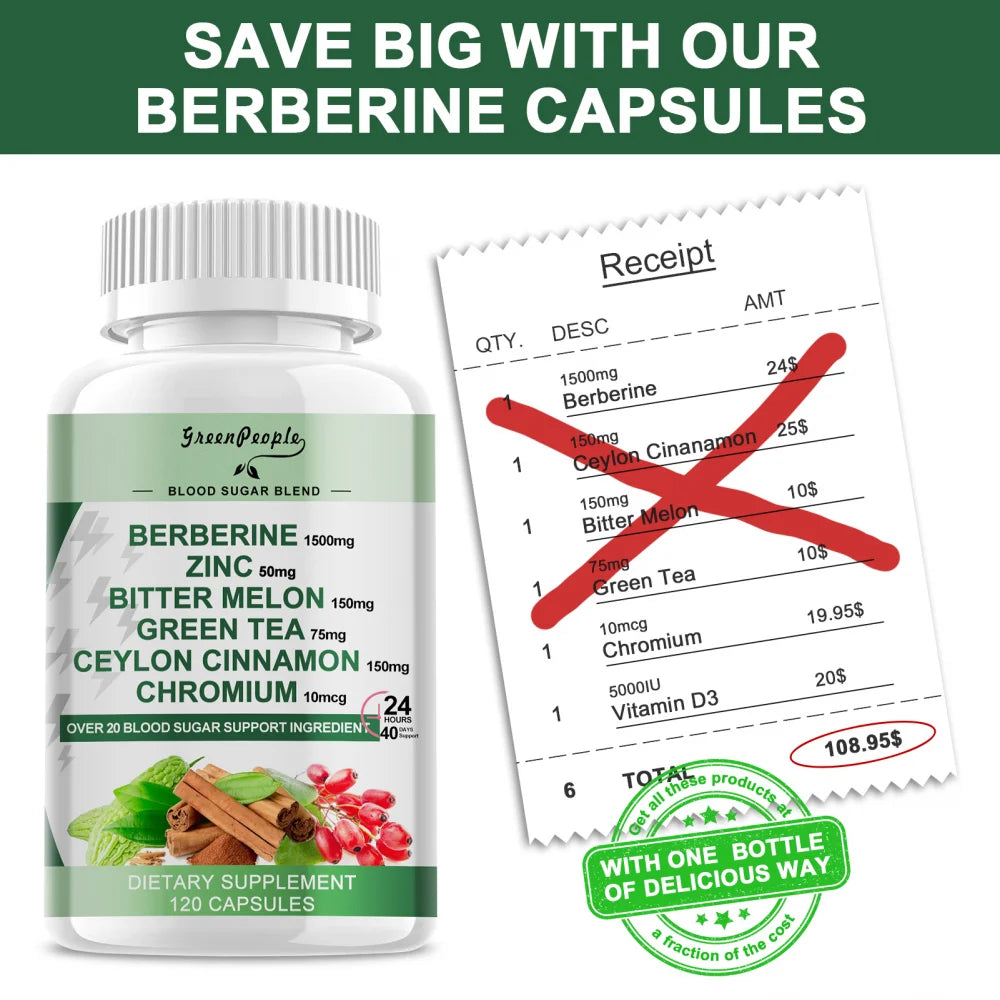 Berberine Supplement 1500mg 240 Capsules Veggie Capsules G97844